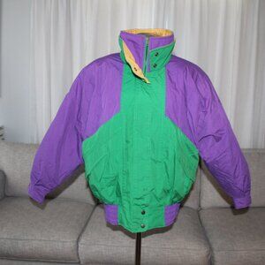 Vintage Fog by London Fog Purple and Green Puffer Ski Winter Jacket Small Womens